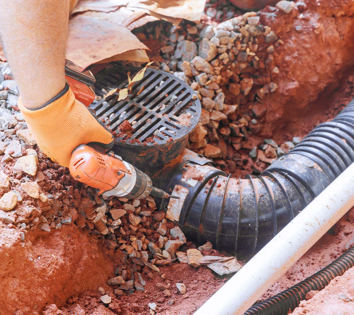 Underground Mounting Of Drainage Pipes For Outflowing Rainwater A Stormwater